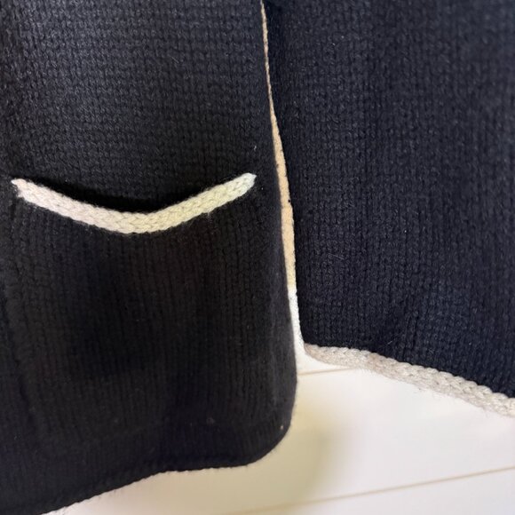 Maria Di Ripabianca Cashmere Button Down Cardigan Black with White Trim Sz 8 - Picture 6 of 7